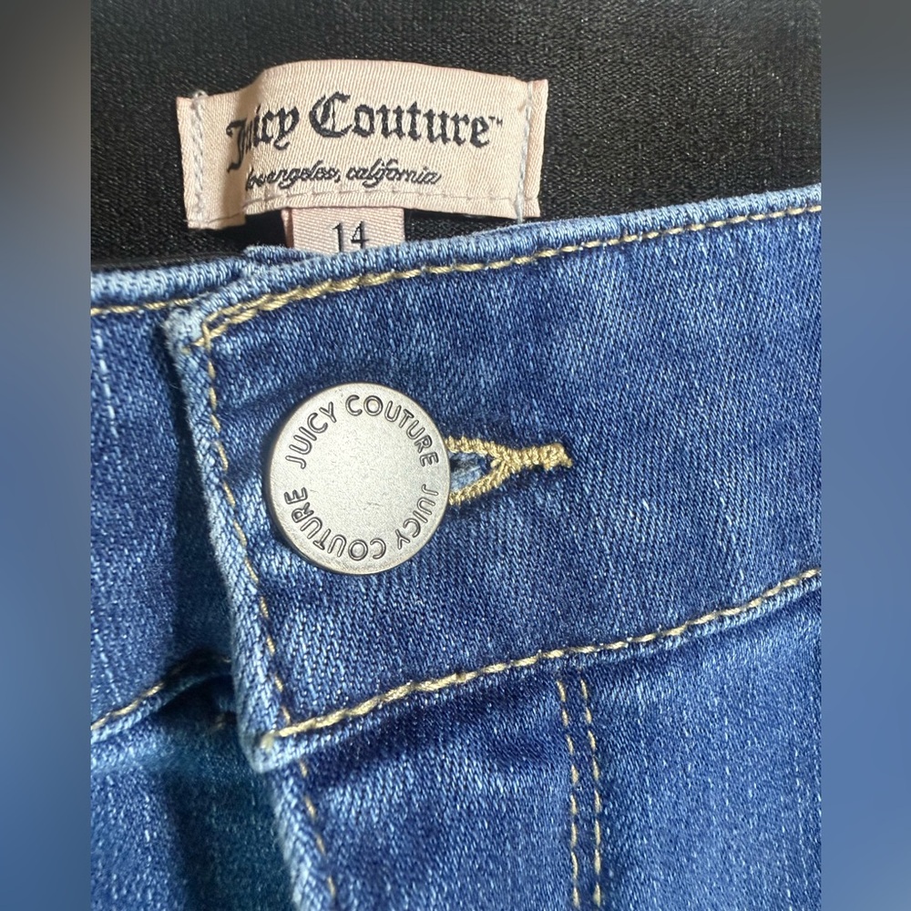 Juicy Couture Dark Blue Distressed Skinny Jeans Size 14 - Picture 2 of 6